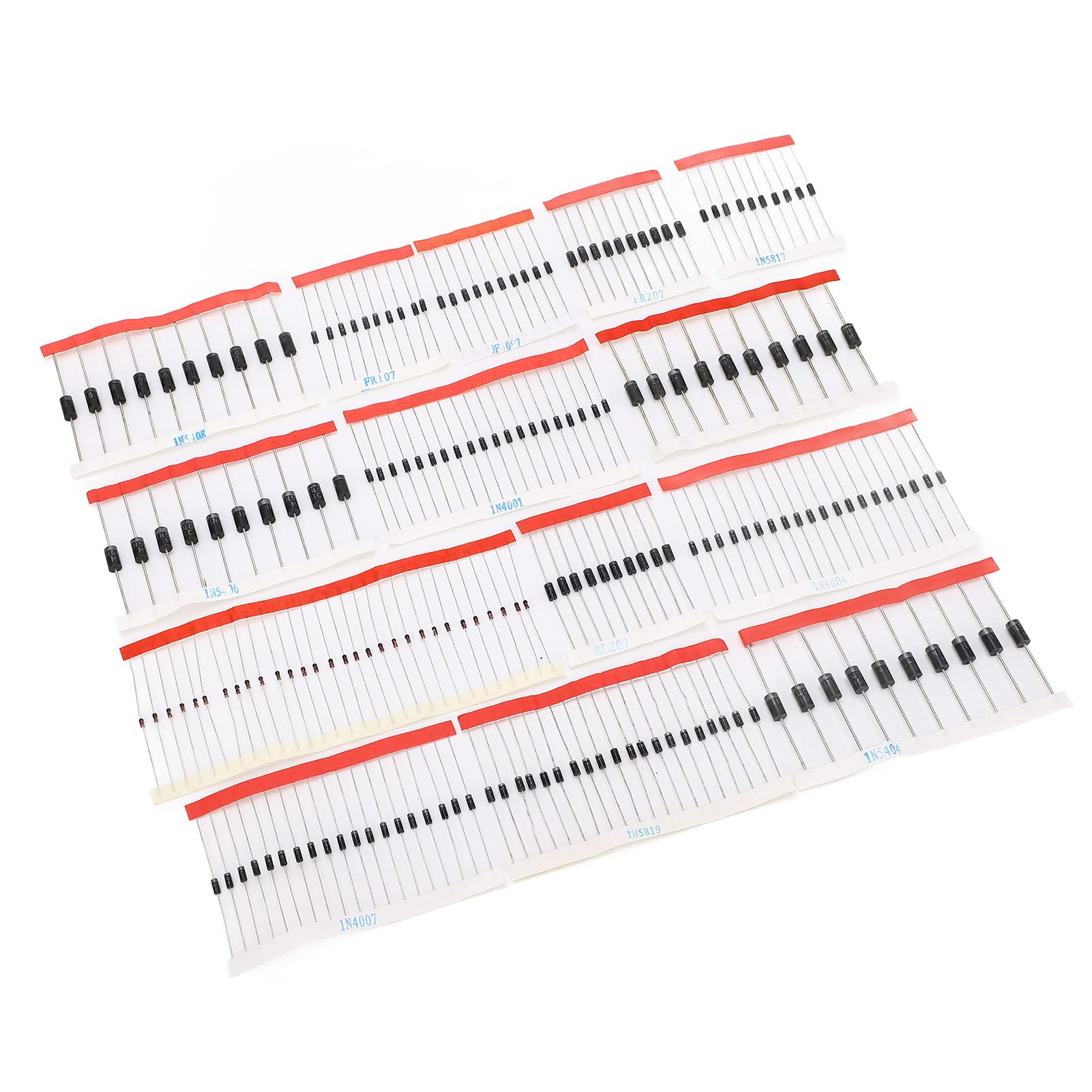 200 Rectifier Diode Assortment Kit - Low Noise, High Stability, Noise Suppression, Wide Application Semiconductor for Electrical Projects