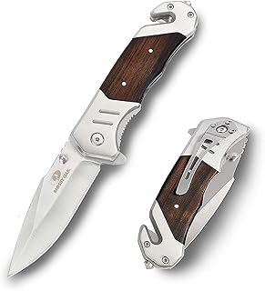 MOSSY OAK ナイフ 折りたたみナイフ ステンレスブレード サテン仕上げ サムスタッド付 直刃 切れ味良い アウトドア キャンプ 登山 DIY用