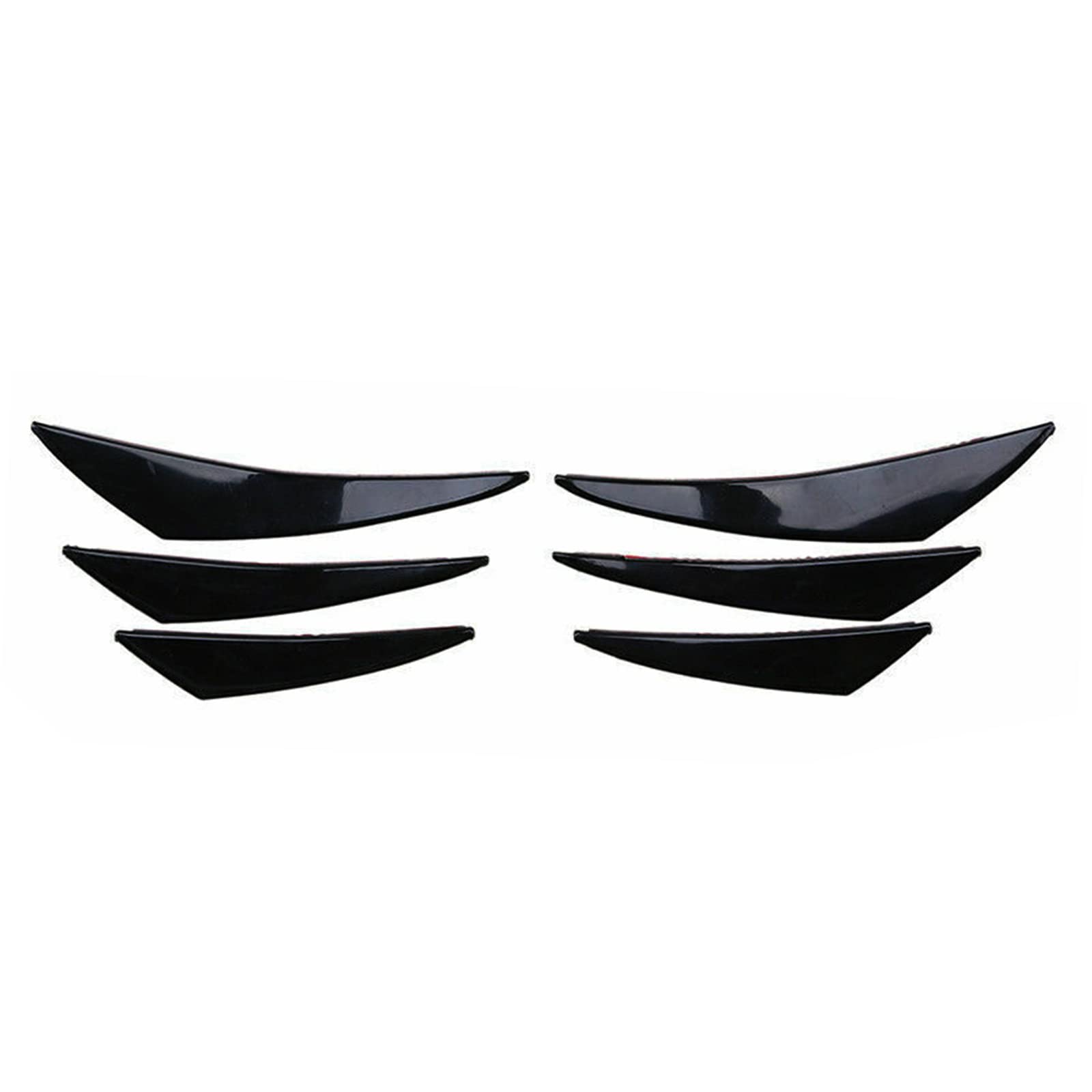 Bruce & Shark 6-Piece Universal Car/Auto Front Bumper Fin Spoiler Canard Refit Scratch-Resistant Extension Universal Gloss Black