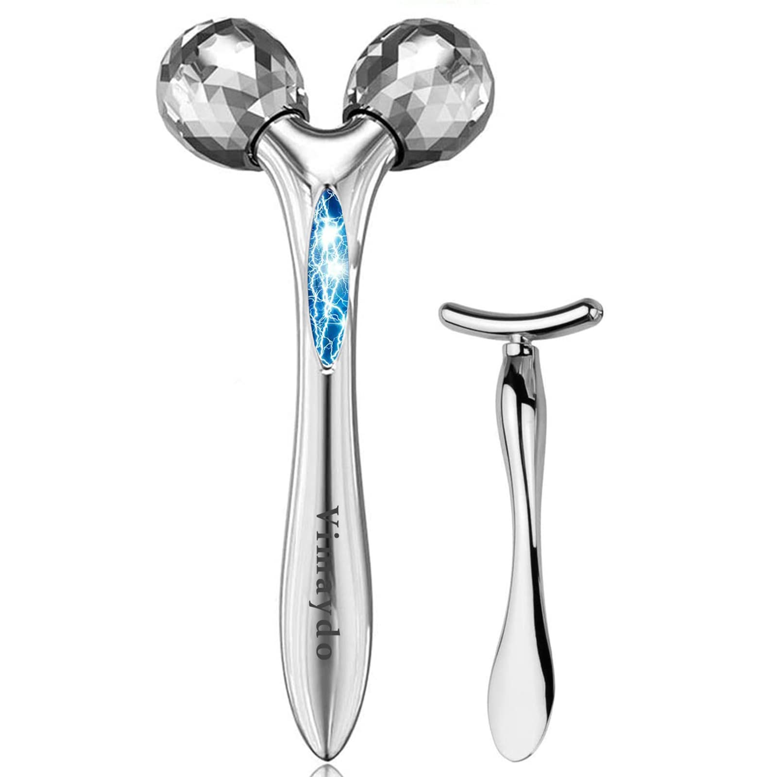Vimaydo Beauty Roller Y-Shaped Beauty Roller Massage Roller Face-Slimming Roller for Face & Body Use 3D Facial Device No Charging Required Waterproof Microcurrent Weak Electric Current Beauty Device