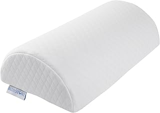Memory Foam Back Pillow/Half Moon Lumbar Bolster Cushion For Back Pain Relief, Leg and Knee Support and Sleeping With Removeable Cover By Bluestone