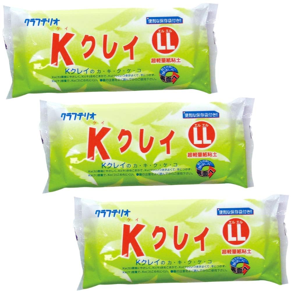 [Takatsuku] Kclay LL Ultra Lightweight Paper Clay Clay Crafts School Teaching Supplies Bulk Buy, Large Capacity, White, Kamindo Clay Crafts Elementary School Students (3 Pieces) 3pcs