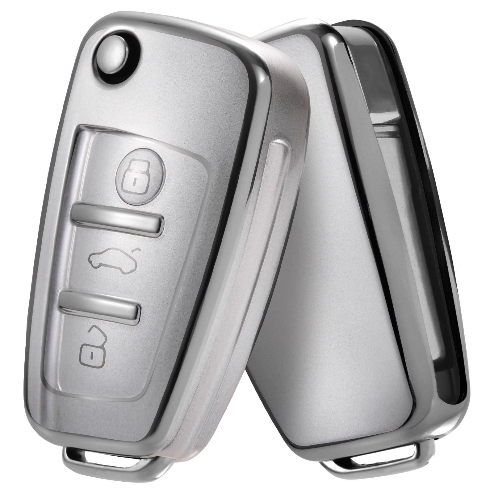 OATSBASF Audi Key Case AUDI Exclusive Smart Key Case High-Quality TPU Dirt, Slip, and Scratch Resistant A1 A3 Q2 Q3 R8 S3 S6 TT Exclusive Stylish Smart Remote Key Cover Audi Keychain, LS-Silver 2-gold