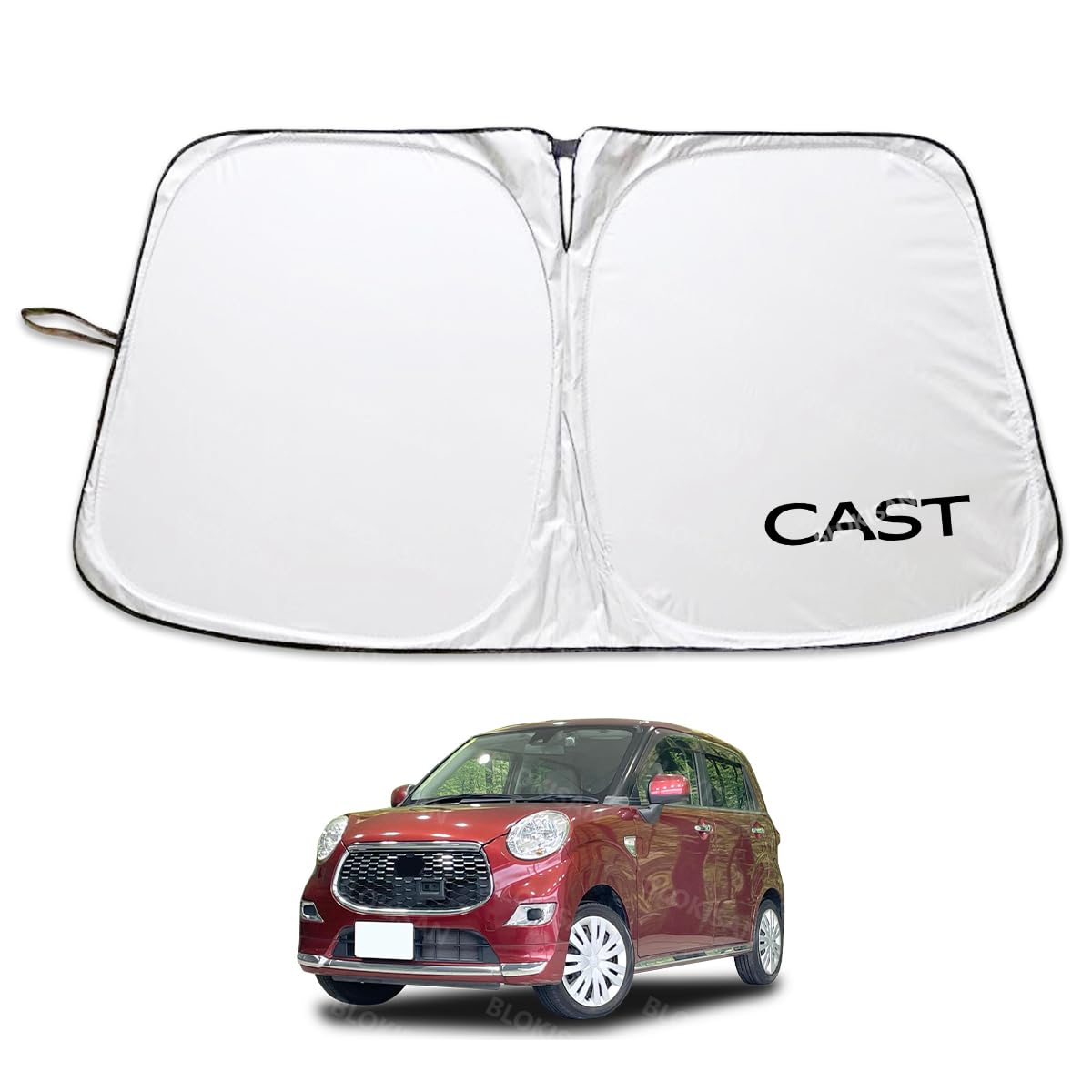 CAST Car Sunshade, Daihatsu CAST LA250S LA260S Compatible with All Car Models, Windshield Insulation Sheet, UV Protection, Interior Parts, Car Supplies, Easy Installation, Steering Wheel Cover Storage キャスト