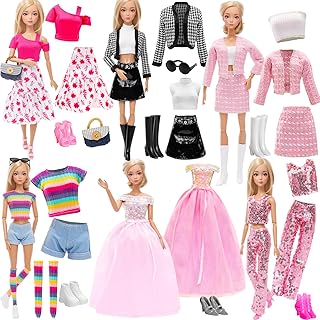 30cmドール用服 人形用ドレス 15 セット＝6枚服 + 6足靴 + サングラス、バッグなど3個アクセサリー 1/6人形適用