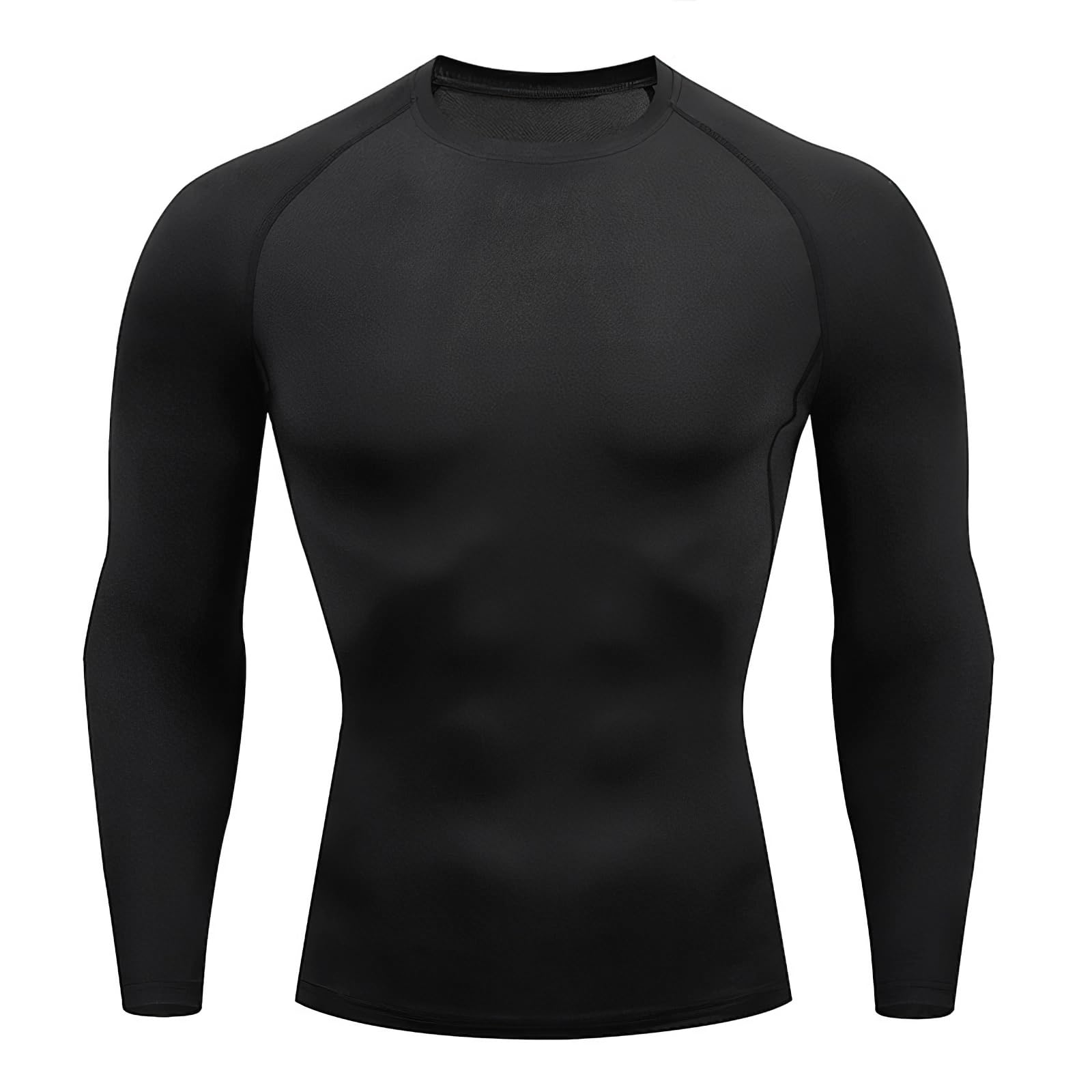 EAXGO Men's Compression Shirt, Long Sleeve, Undershirt, Sweat Absorbent, Quick Drying, High Compression, Stretchable, Comfortable, Breathable, Odor Control, Sports Innerwear, Sports Shirt Large Black
