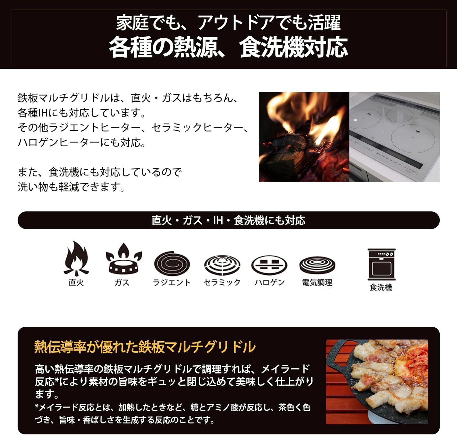 Сковорода-гриль JHQ Multi-Griddle, совместима с индукционными плитами, лёгкая, для кухни и использования на открытом воздухе, чёрный, плоский тип, 13 дюймов (33 см), фото 3