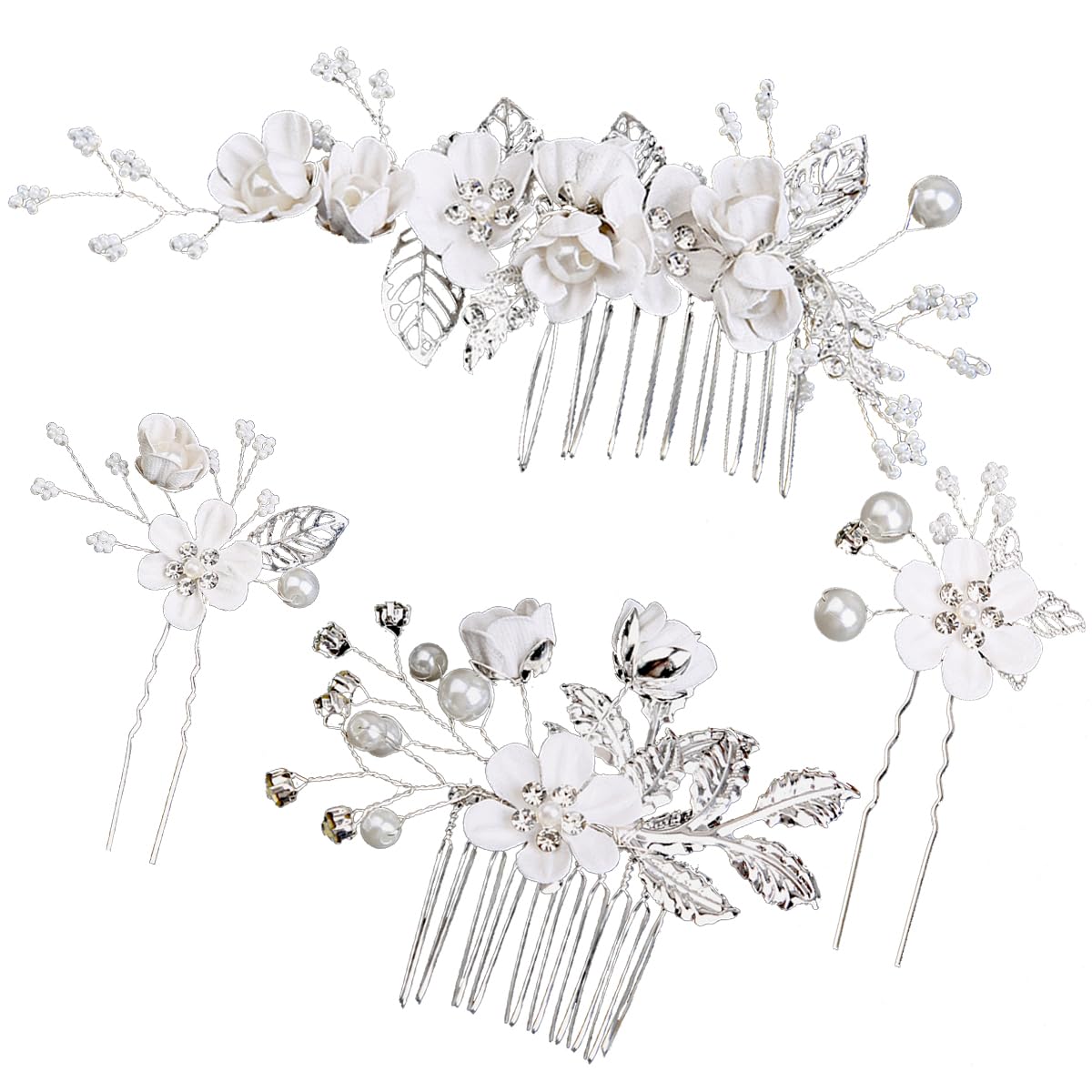 NYSh Hair Accessories Comb U-Pin Wedding Graduation Ceremony Kimono (Silver)