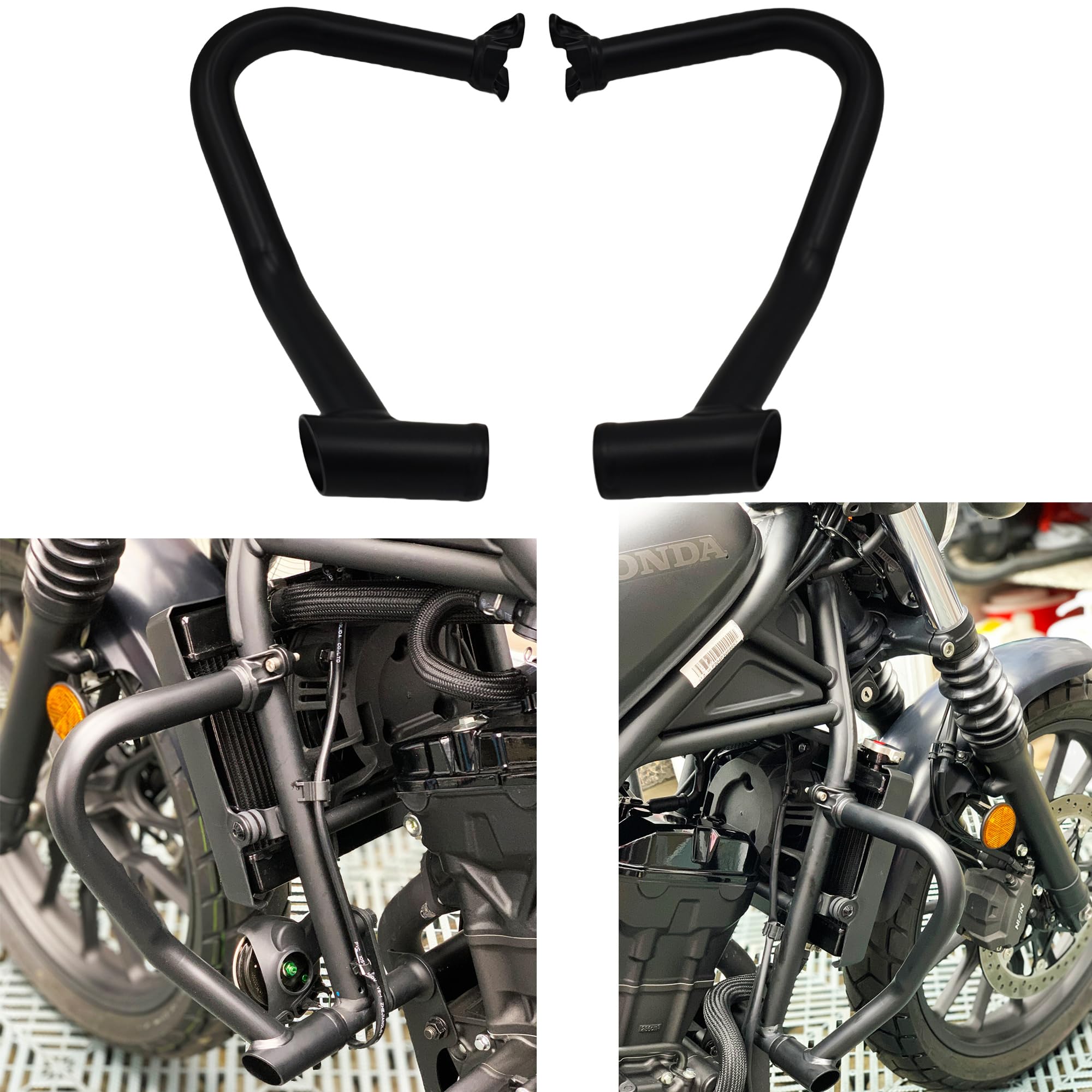 Yoothi Compatible Honda Motorcycle Engine Guard for Rebel 250/500(2017-2021) / CL250/300/500(23) φ25.4 Pipe Engine Guard Upper Rebel 250 CMX300/500 2017-2021 Steel Rebel 250 Crash bar