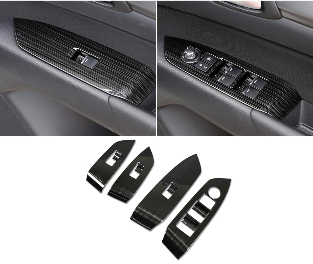 ZUNEIGUNG Mazda CX-5 2nd Generation KF Series Compatible Door Window Button Switch Panel Cover New Model Fits Mazda CX5 Design Interior Parts Accessories Stainless Steel 4 Pieces [Black Titanium] Black Titanium: