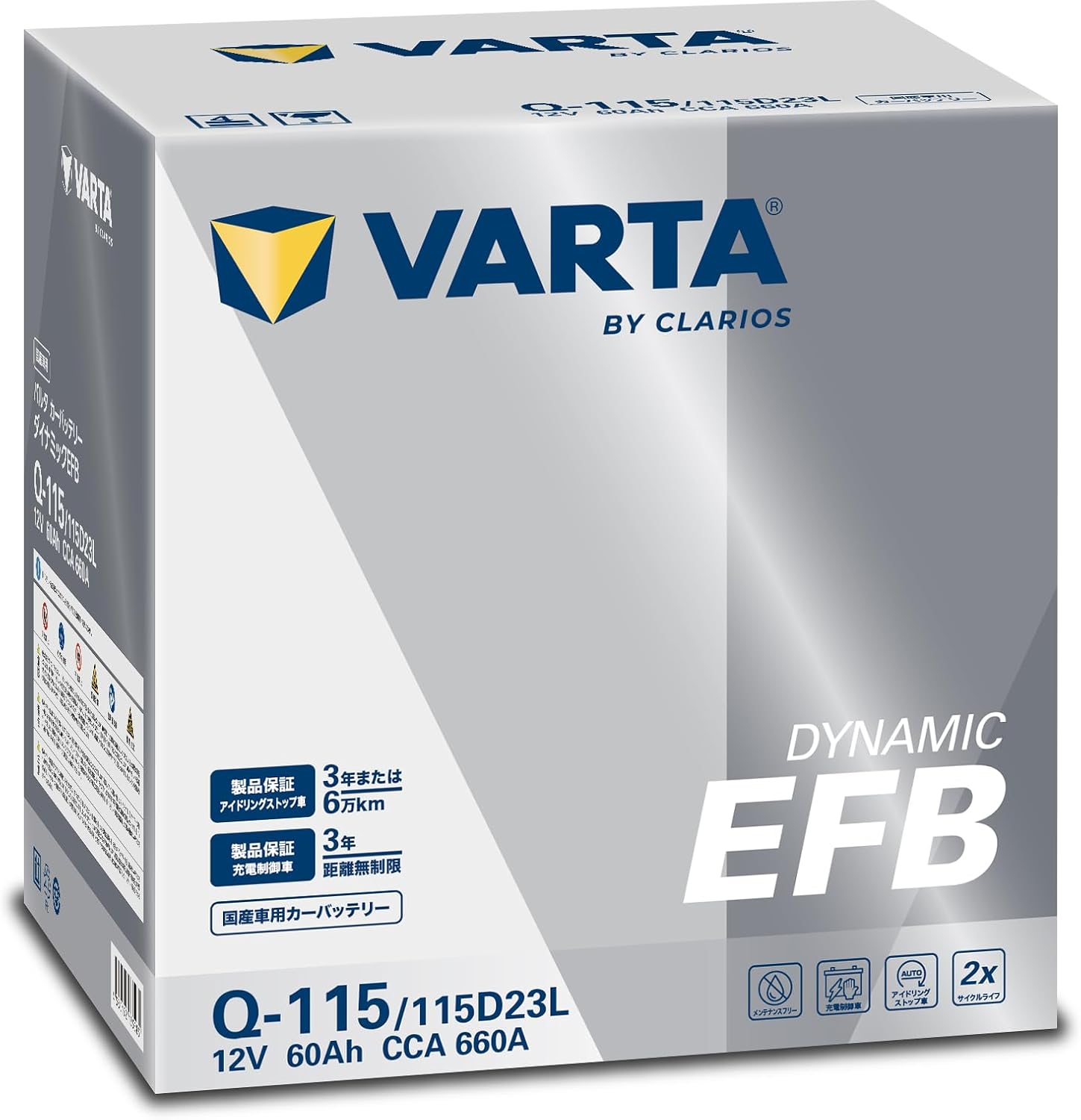 Аккумуляторная батарея VARTA Dynamic EFB Q-115/115D23L для отечественных автомобилей с остановкой на холостом ходу, для зарядки управляемых автомобилей, фото 3