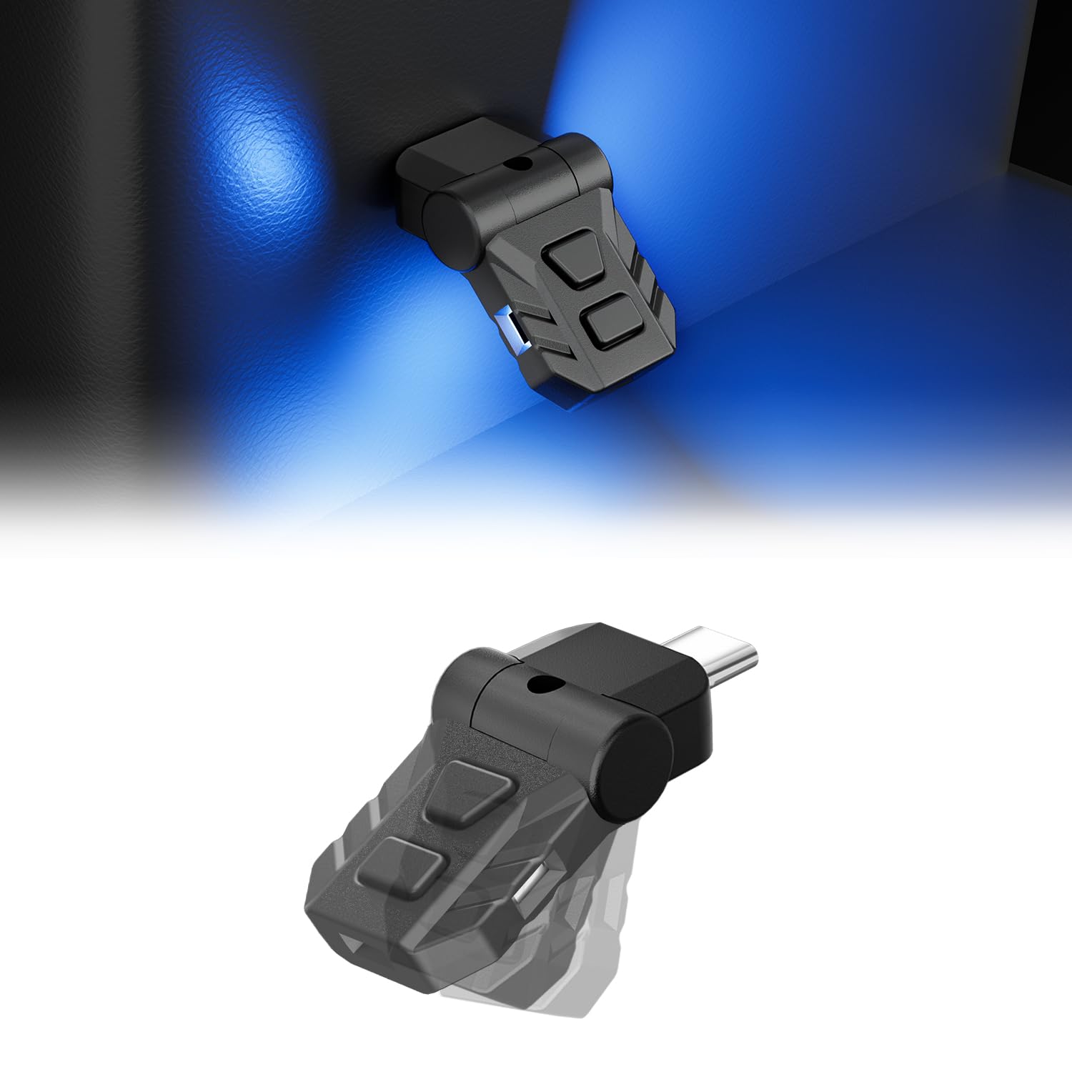 GIMUYA Swing Type-C LED Light, USB, For Car Use, 8 Colors, Illumination Direction Switch, 180° Oscillation, Memory Function, Dimmable, Ambient Light, RGB, USB Powered, Reversible Plug, Illumination Type C Boat Swing Type x 1
