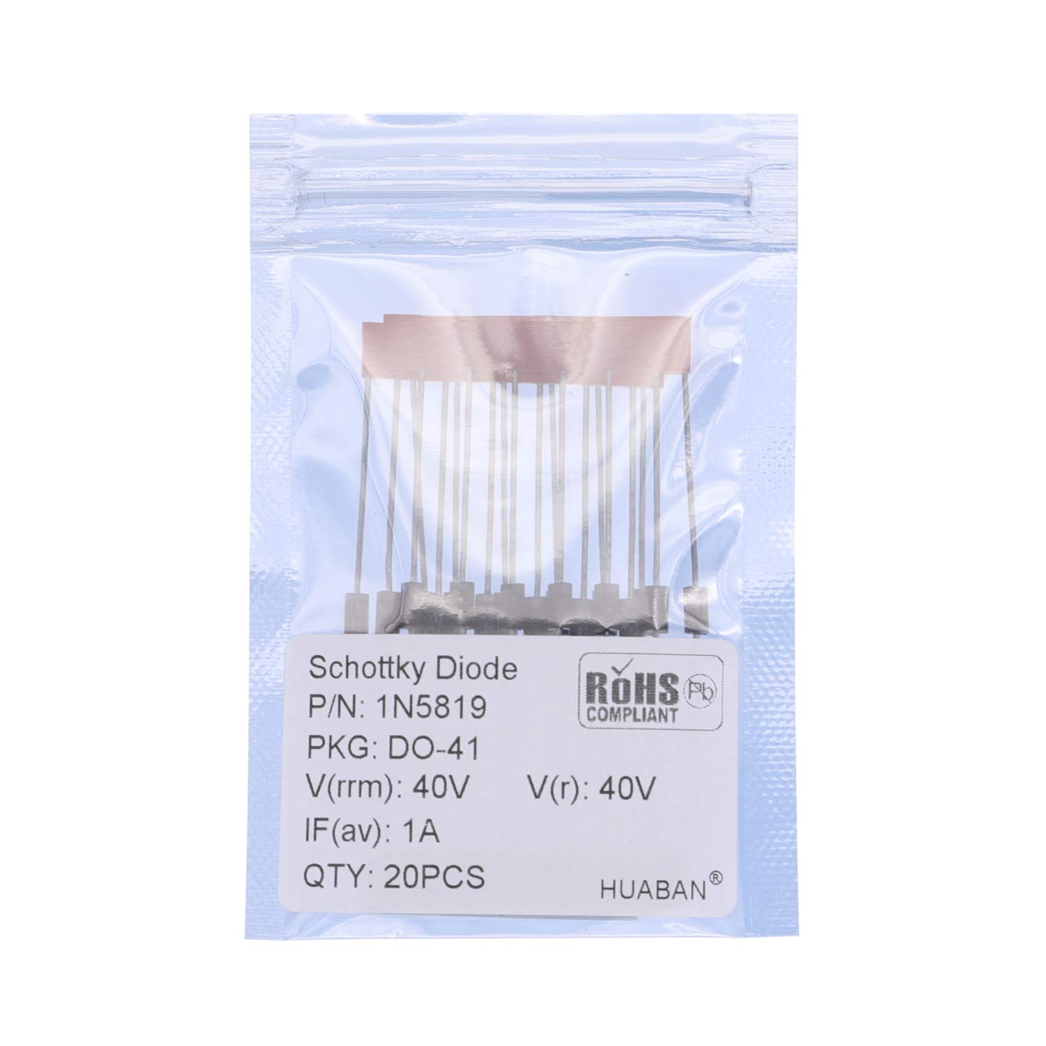20PCS 1N5819 Schottky Barrier Diode 1A 40V DO-41 (DO-204AL) Axial 5819 1 Amp 40 Volt 20 1N5819 (1A 40V)