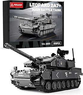 レオパード 2A7+ 戦車組み立てブロック、軍隊 WW2 戦車モデルキット、組み立てセット 大人のための贈り物おもちゃ(898個)