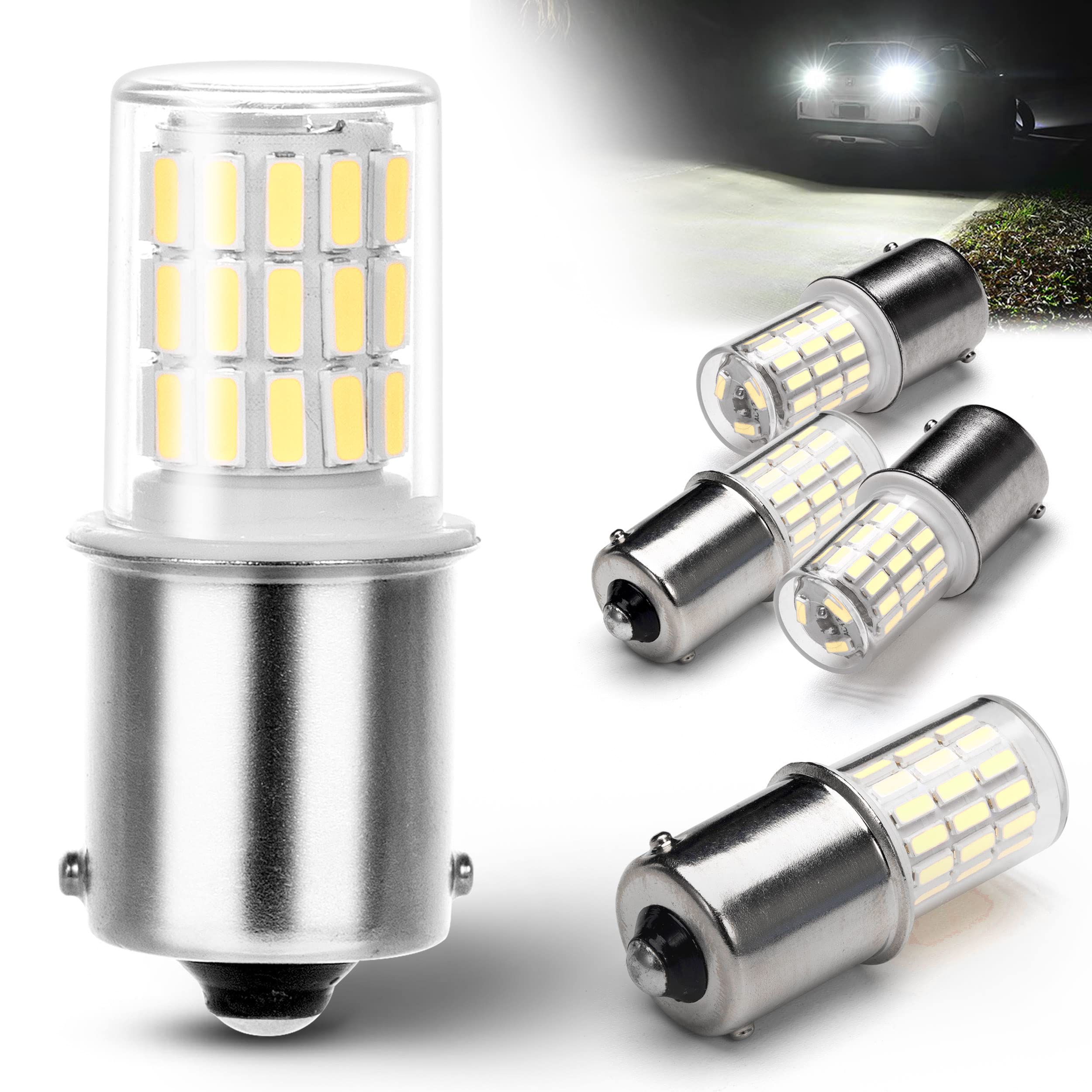 S25 LED シングル バックランプ (180度ピン)BA15S LED 1156 G18 P21W 12V-24V 4個入り ホワイト ホワイト s25シングル ピン角180°