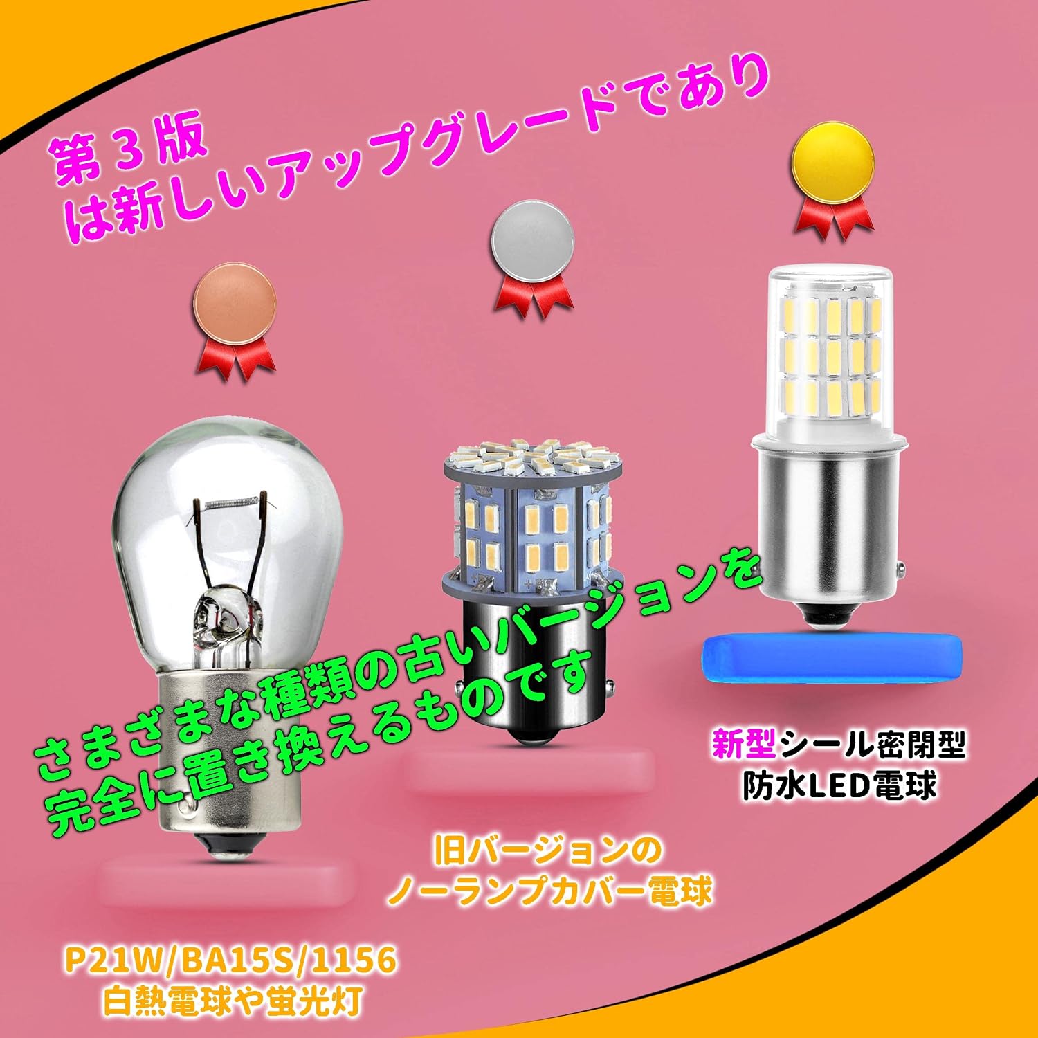 S25 LED Одиночный задний фонарь (180-градусный штырь) BA15S LED 1156 G18 P21W 12V-24V 4шт белый Белый s25 Одиночный штырь угол наклона 180 °, фото 6