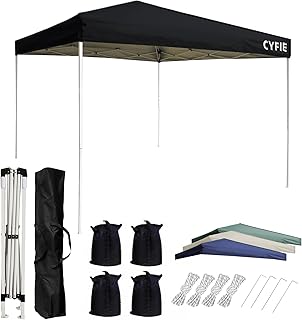 CYFIE タープテント 3mx3m ワンタッチテント 高さ3段階調節 uvカットコーティング 高耐水加工 スチールフレーム 風に強い ワンタッチタープテント 組立て簡単 持ち運び便利 防災砂袋·ペグ·ロープ·収納ケース付 アウトドア イベント キャンプ 運動会 祭り用