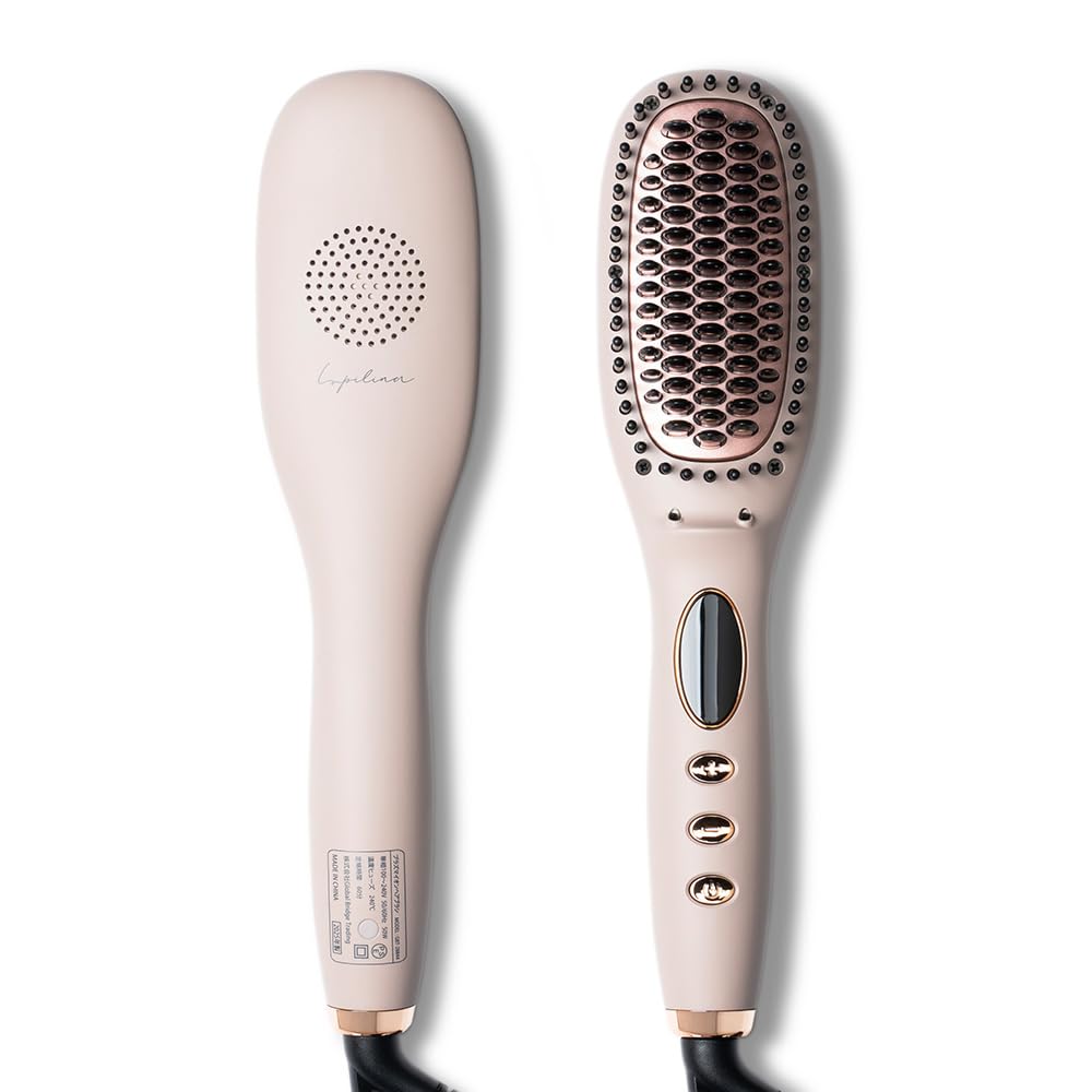 Heat Brush, Plasma Ion, Hair Iron, Brush, Straightens with Just 3 Minutes in the Morning, Enhances Shine, Prevents Friction Damage (Greige, Standard) Beige, (Greige) 通常