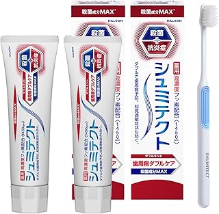 【医薬部外品】シュミテクト 歯周病ダブルケアEX ダブルミント歯磨き粉 知覚過敏ケア 高濃度フッ素配合<1450ppm>2本+歯ブラシ付き[お得セット]