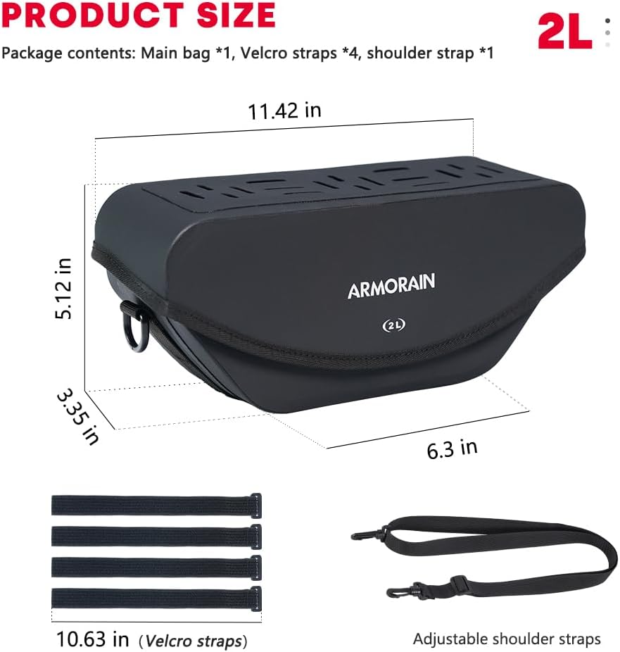 ARMOURIAN Motorcycle Handlebar Trail Pack Передняя СУМКА для хранения, универсальная для любого велосипеда С плечевым ремнем, идеально подходящая для приключений, фото 5