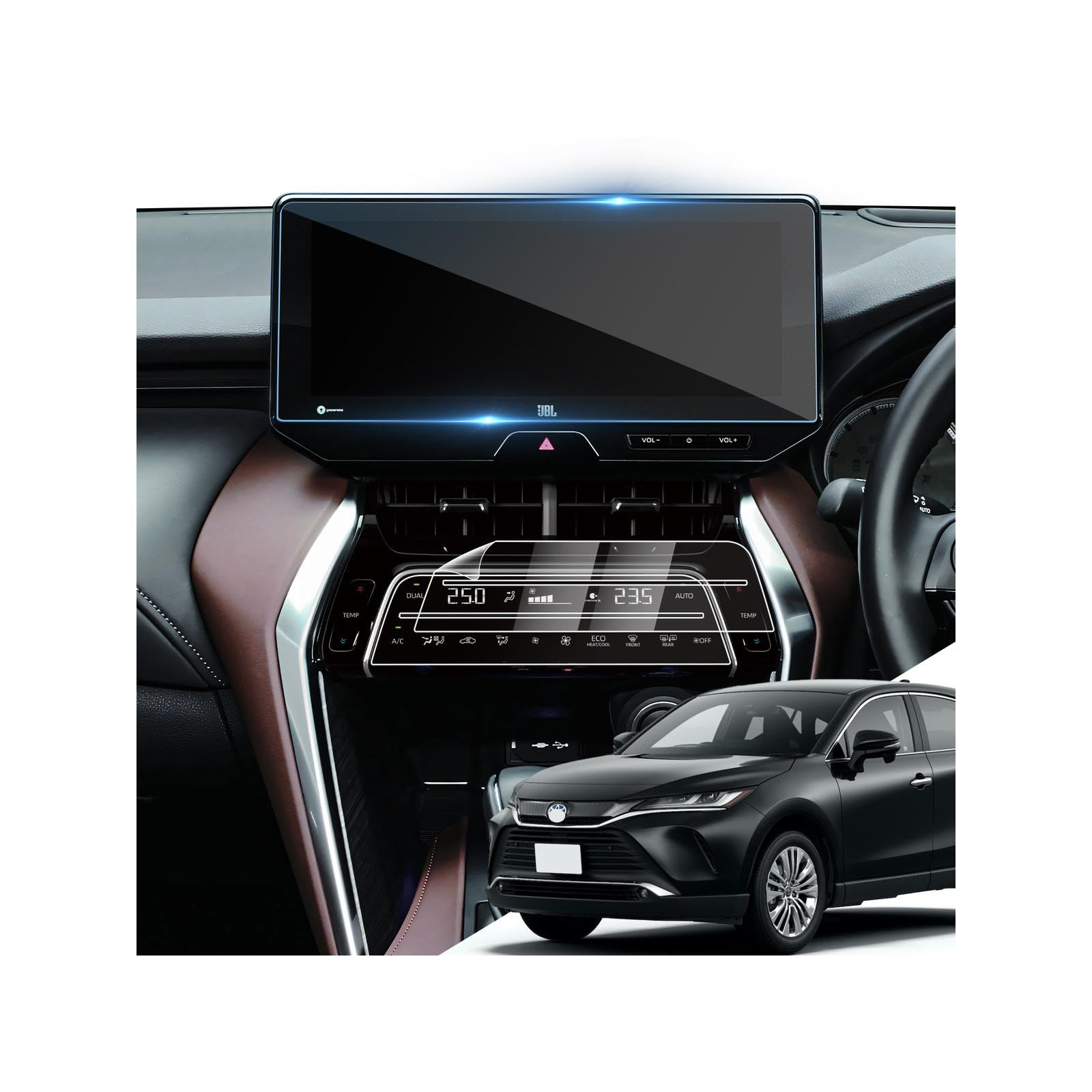 For Toyota Harrier 80 Series [Improved Model] [Full Protection] [Air Conditioner + Navigation Film Set] For Displays, Fingerprint Prevention, Scratch Resistant, Easy Installation, Self-Adhesive Harrier 80 Series Full Navigation System + Air Conditioner (1 Glass + 2 Clear)