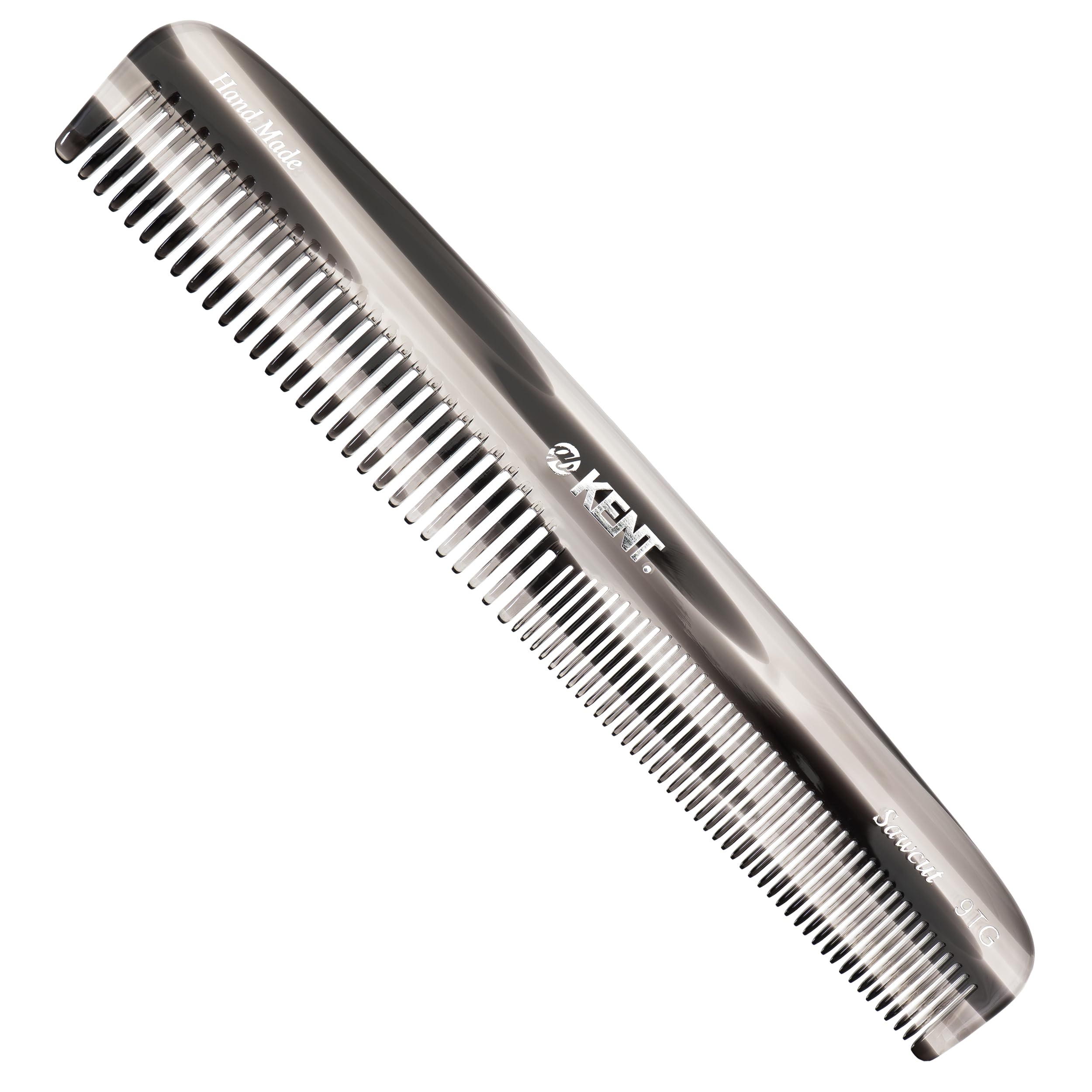 GB KENT Kent British Royal Warrant Luxury Handmade Hair Comb 190mm Dresser Comb Natural Origin Static Electricity Suppression Smooth Fine Teeth Coarse Teeth 2Way Double Tooth Type 9TG (Gray)