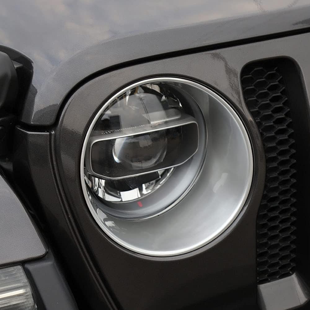 Крышка фары Крышка решетки радиатора Jeep Renegade 2019 + Крышка решетки радиатора Вставка в решетку Аксессуары для фар Защитная решетка Обода фонаря Изготовленные на заказ детали (серебристый), фото 2
