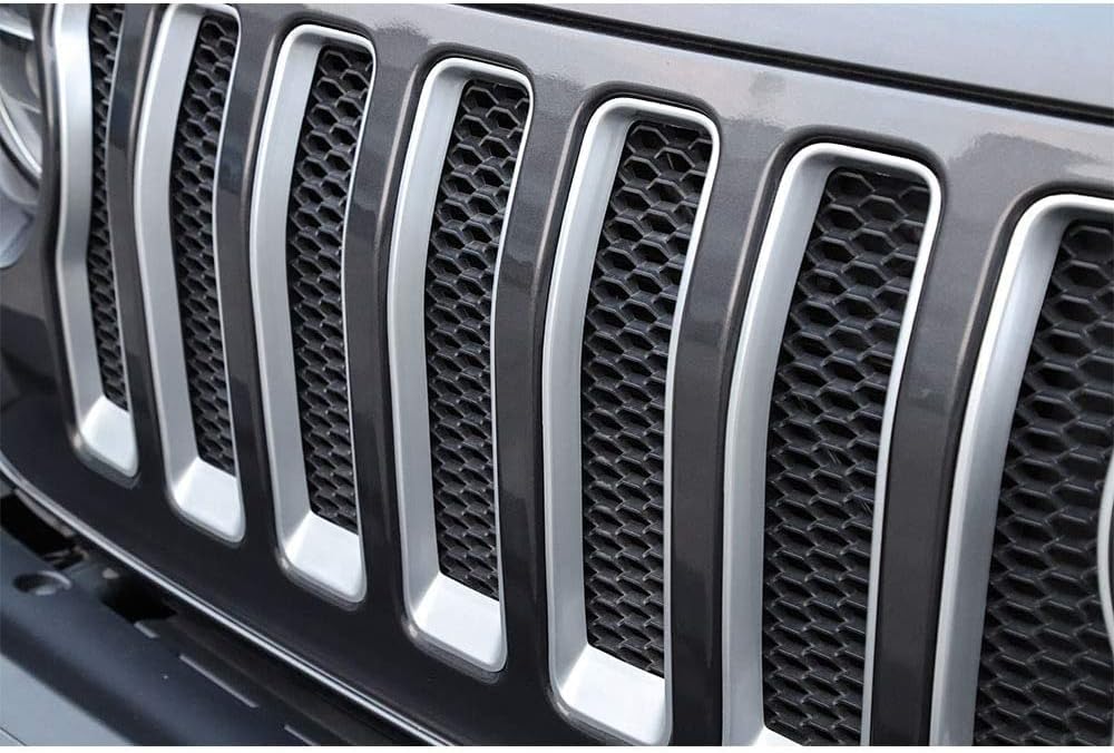 Крышка фары Крышка решетки радиатора Jeep Renegade 2019 + Крышка решетки радиатора Вставка в решетку Аксессуары для фар Защитная решетка Обода фонаря Изготовленные на заказ детали (серебристый), фото 3