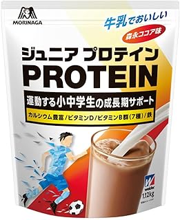 森永製菓 ジュニアプロテイン ココア味 1.12kg ウイダー ソイ ホエイ カルシウム ビタミン 鉄分 合成甘味料不使用 アンチドーピング 国産【Amazon.co.jp 限定】