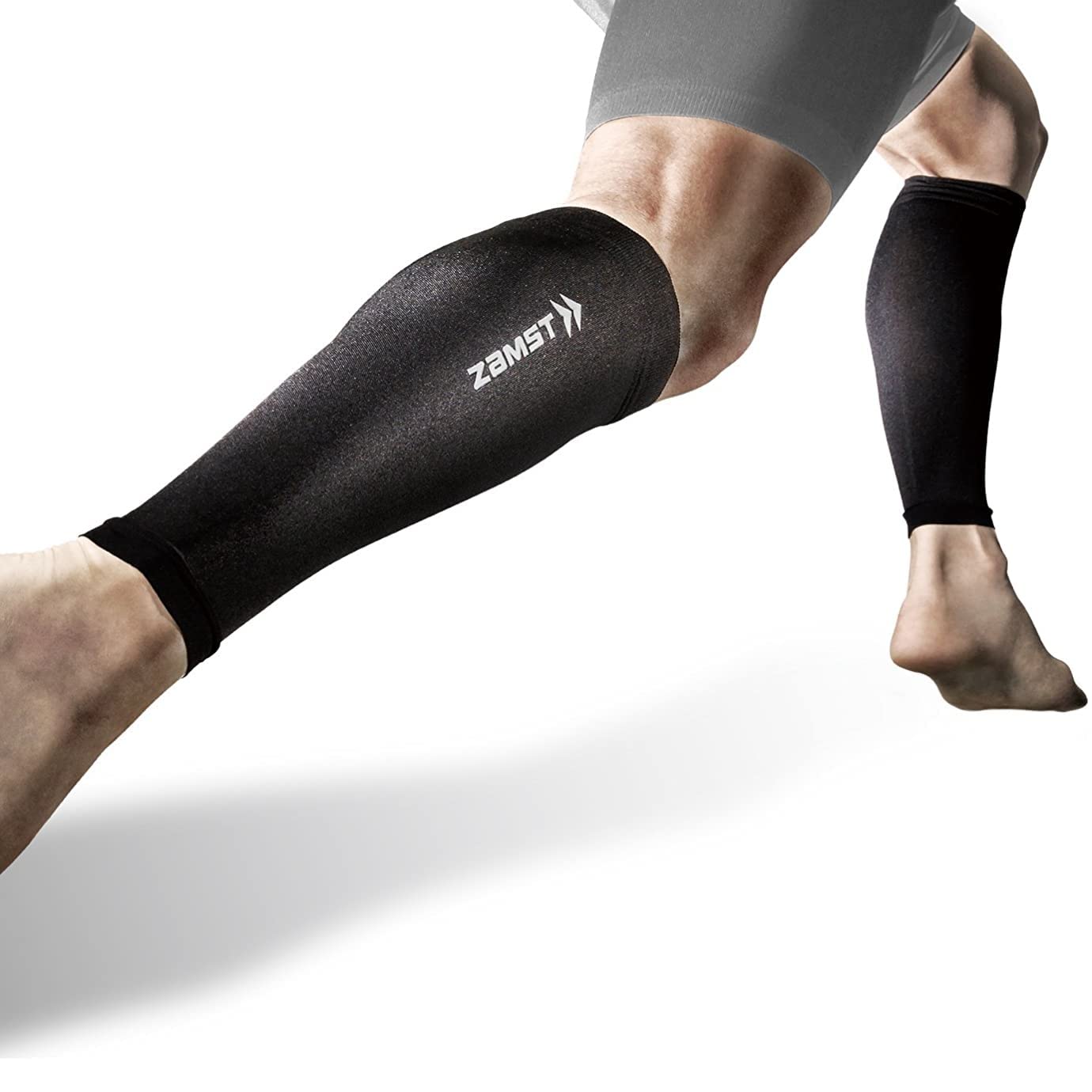ZAMST Calf Supporter, 2 Pieces, Calf Sleeves, Compression Leg Covers, Leg Warmers, Cold Protection, Black, White, Navy, Sports, Running, Soccer, Baseball, Tennis, Golf, Volleyball, Basketball Black M Calf type Regular Model