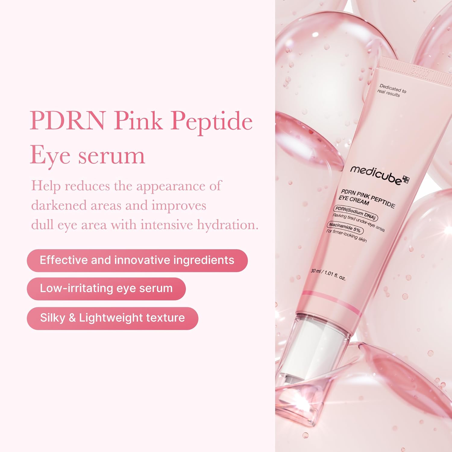 Medicube PDRN Розовый пептидный крем для век Age skin Make-up essence Увлажняющий сухой Увлажняющий крем Kimetsuya, фото 2