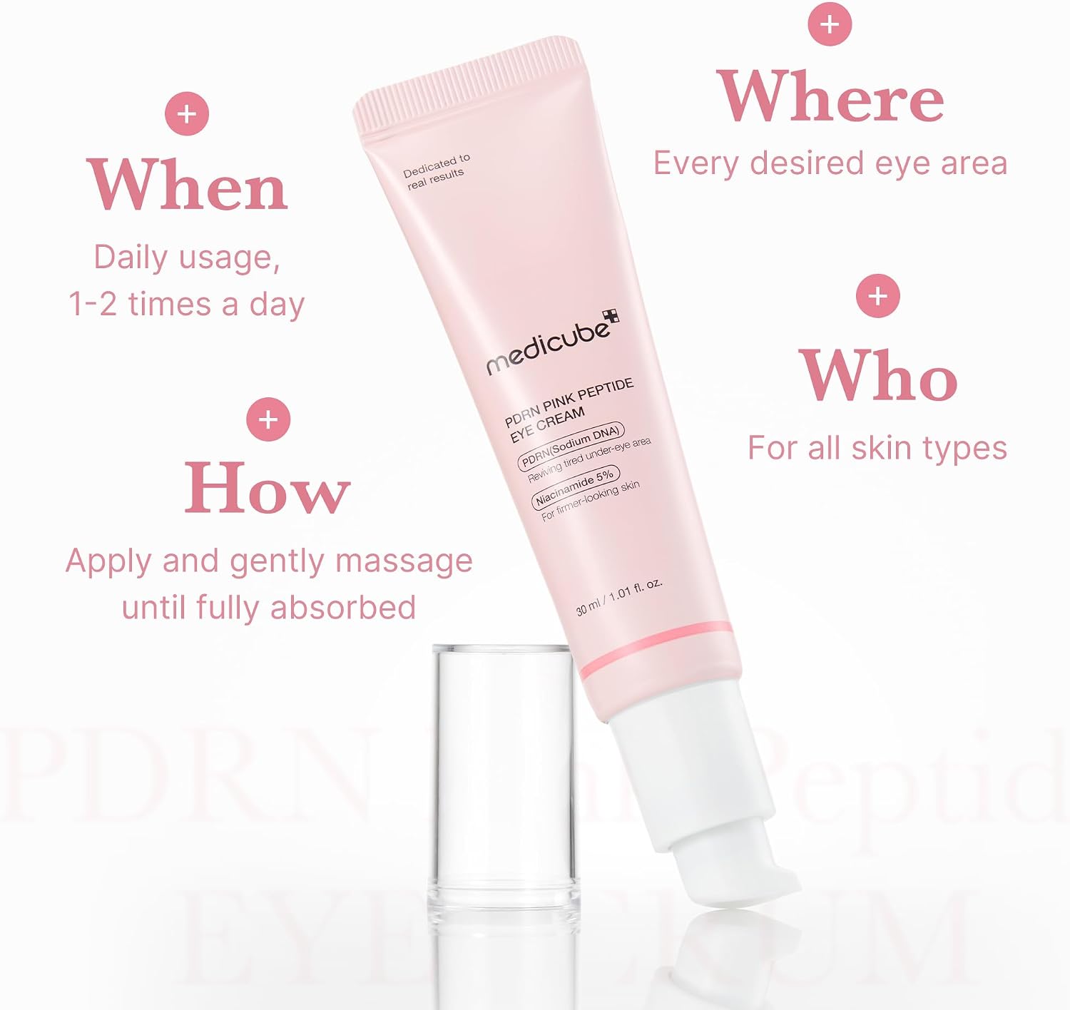 Medicube PDRN Розовый пептидный крем для век Age skin Make-up essence Увлажняющий сухой Увлажняющий крем Kimetsuya, фото 6
