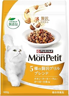 モンプチ キャットフード ドライ バッグ 5種の贅沢グリルブレンド(チキン・ターキー・ラム・かつお・小魚味) 600ｇ