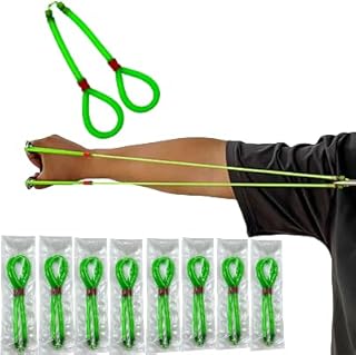 8点セット魚撃ち用高弾力円形ゴム弦 四つのトレイ付き 耐久性のある伝統的な弓具専用弦スリングショット 替えゴム 強力 丸チューブ 高い弾力性 弓釣り 狩猟用 交換用 スポーツ 競技 害鳥対策 パチンコ (グリーン)