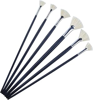 MAEXUS 水彩筆 扇型ブラシ 6本セット アクリル絵の具筆 豚毛画筆 画材ブラシ アクリル筆 ペイントブラシ 油彩画筆 扇型ブラシで絵画の魅力を表現