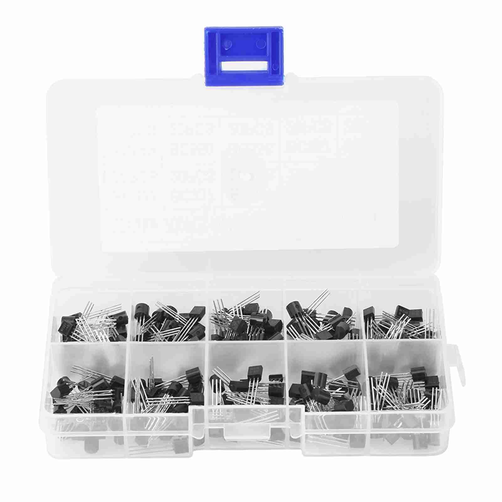 200pcs 10 Value Transistor Silicone Transistor Assortment Kit, 3 Pin Transistors Assortment for Electrical Appliances
