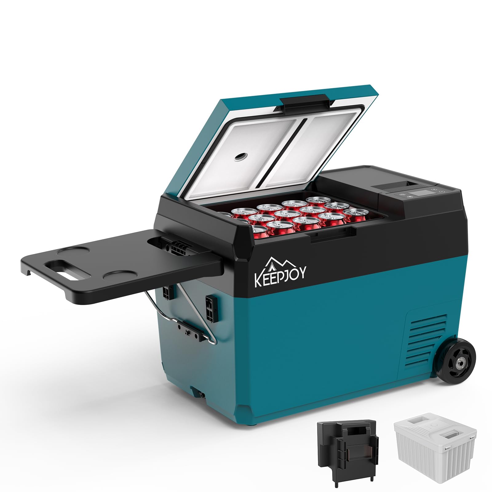 【マキタバッテリーに対応可能】KEEPJOY ポータブル冷蔵庫 29L 車載冷蔵庫 同時2個バッテリーに対応可能 最大28時間連続稼働 冷蔵冷凍 -20℃～20℃ 39dB静音 屋外長時間対応 多機能 AC100V DC12V/24V 持ち運びラクラク 家庭用 アウトドア 車中泊 キャンプ 防災用 F29-B1-A1（バッテリー1個付き・工具バッテリーアダプター付き） 29L-バッテリー1個付き・工具バッテリーアダプター付き