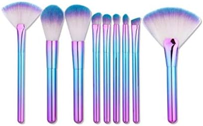 9шт набор кистей для макияжа Fantasy Makeup Brush Set Основа для макияжа лица пудра Контурные тени для век Веер для бровей Косметический консилер Кисть для растушевки губ (красочная алюминиевая ручка), фото 3