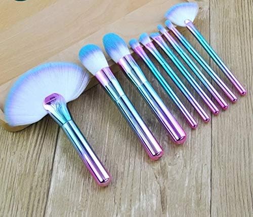 9шт набор кистей для макияжа Fantasy Makeup Brush Set Основа для макияжа лица пудра Контурные тени для век Веер для бровей Косметический консилер Кисть для растушевки губ (красочная алюминиевая ручка), фото 5