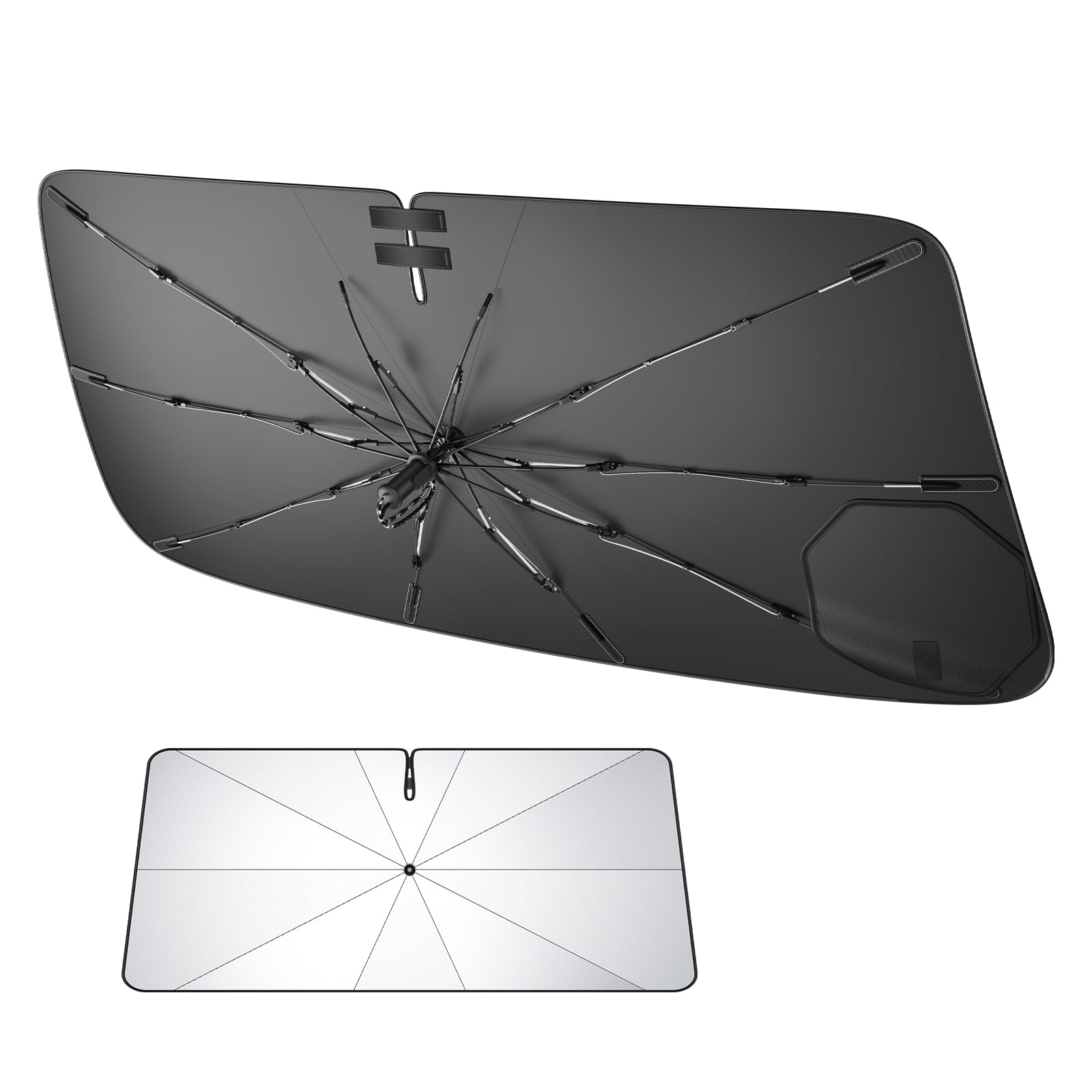 LUWU CX-60/CX-80 KH/KL Series Dedicated Design Umbrella Sunshade [Suction Cup Fixed Prevents Sagging] Compatible with Digital Inner Mirror, Front Sunshade, Drawstring Type, Wide Band Storage, CX-60 CX-60/CX-80 KH/KL系