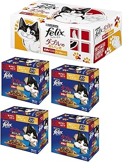 フィリックス パウチ キャットフード ダブルのおいしさ お肉バラエティ(チキン&ビーフ、ビーフ&ターキー) 50gx48袋入り(12袋x4箱)【Amazon.co.jp限定】