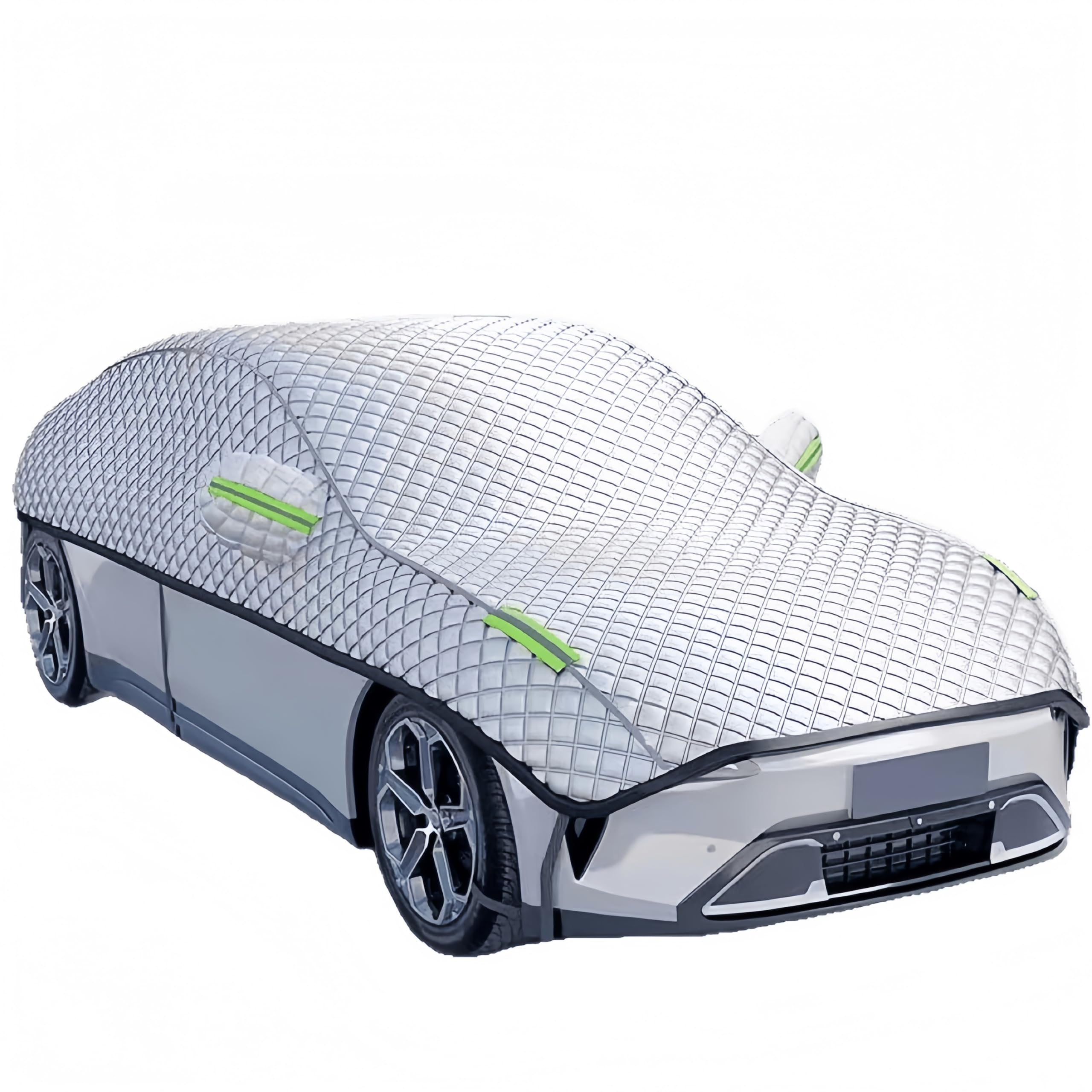 Car Half Cover, Cotton Filled Insulated Car Cover, Sedan/SUV 2 Size, Protects Against UV, Snow Frost, Rain, Heat Insulation, Frost Protection, Waterproof Reflective Tape for Car (Sedan/Car Sedan/Passenger Car: Universal Model
