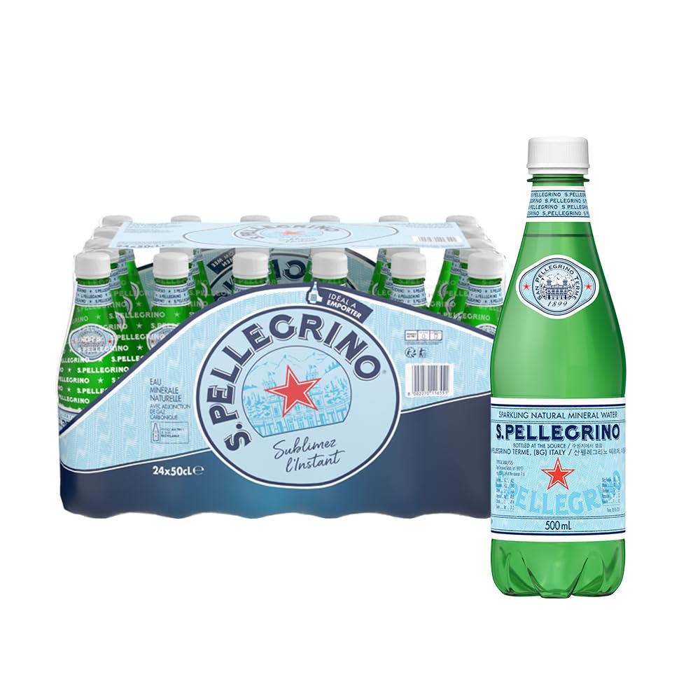 S.Pellegrino Natural Mineral Water (Sparkling) 16.9 fl oz (500 ml) x 24 Bottles (Direct Import) PET 500ml
