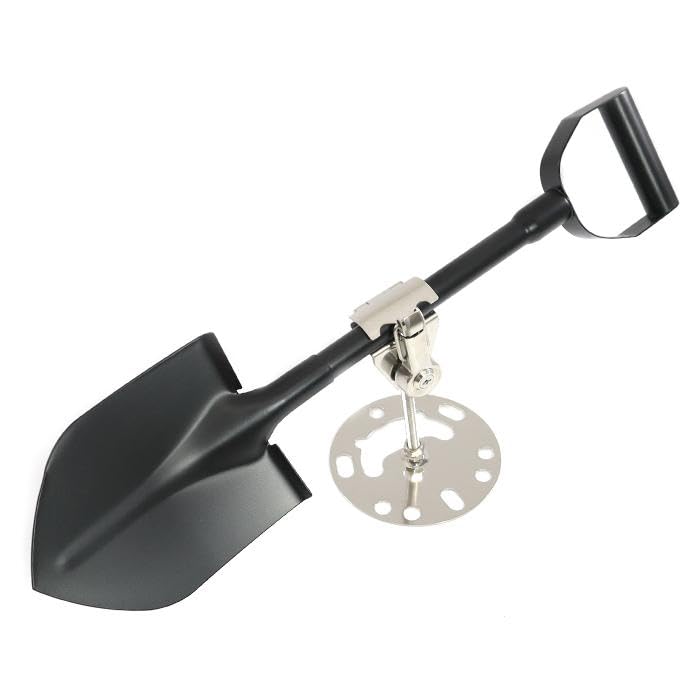 Universal Stainless Steel Black Shovel with Back Surface Shovel, Key-Attached Stake Set for 4WD Off-Road Vehicles like Jimny JA71, JA11, JA12, JA22, JB23, JB64, Land Cruiser Prado, Jeep, etc. Black