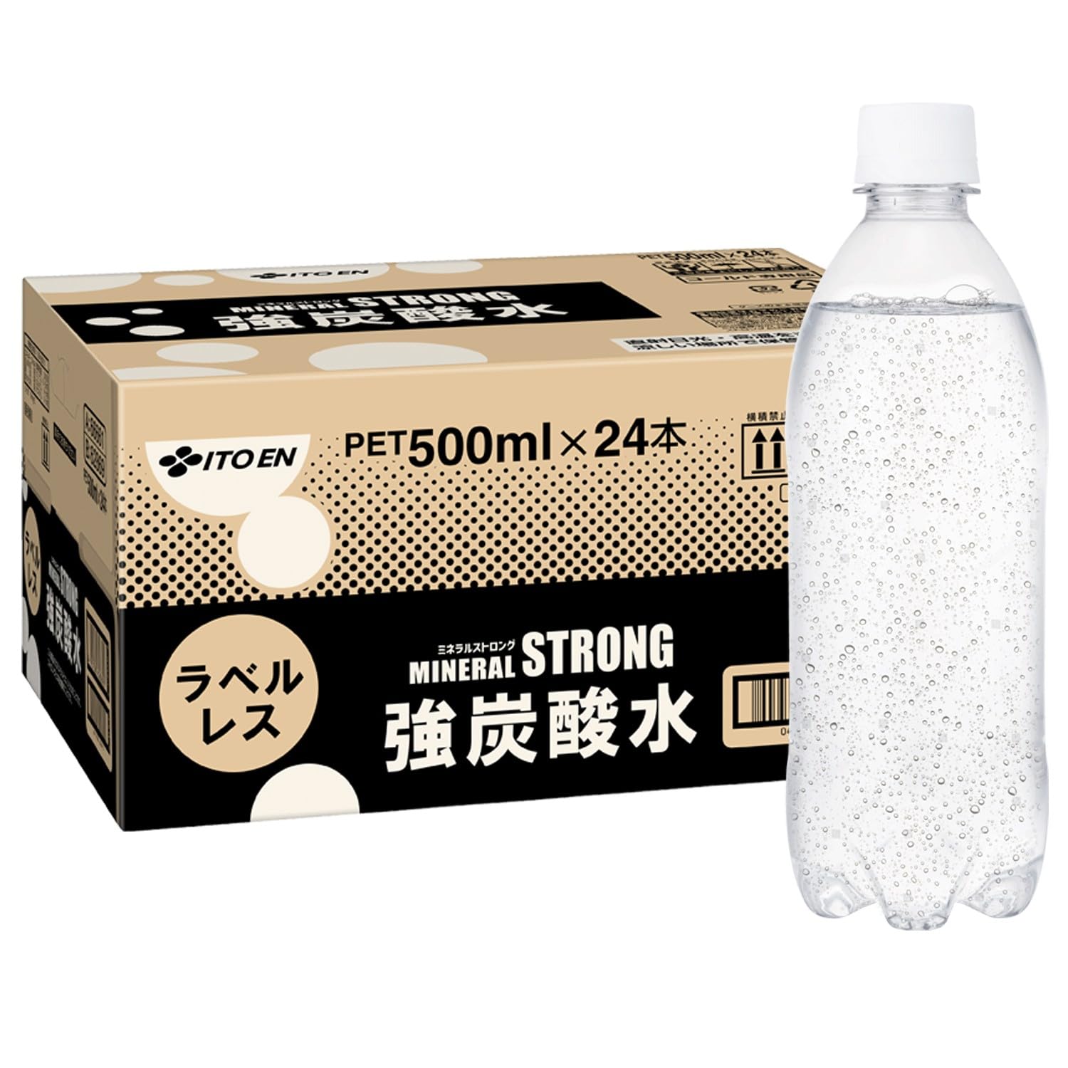 【Amazon.co.jp Exclusive】 Mineral Strong Ito En Label-less Strong Sparkling Water 500ml x 24 Bottles Silica Included