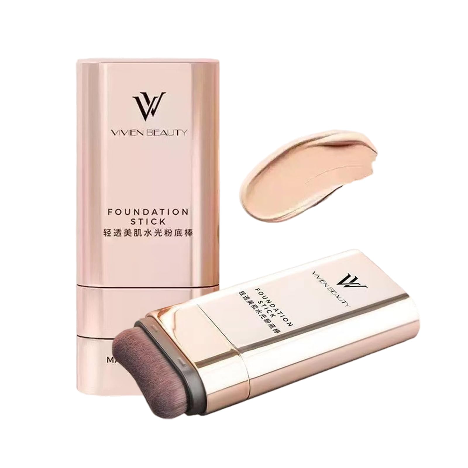 VIVIEN BEAUTY Foundation Stick High Coverage Brush Conceal Acne Pore Bear Spot Primer Concealer BB Cream #02 Natural Beige
