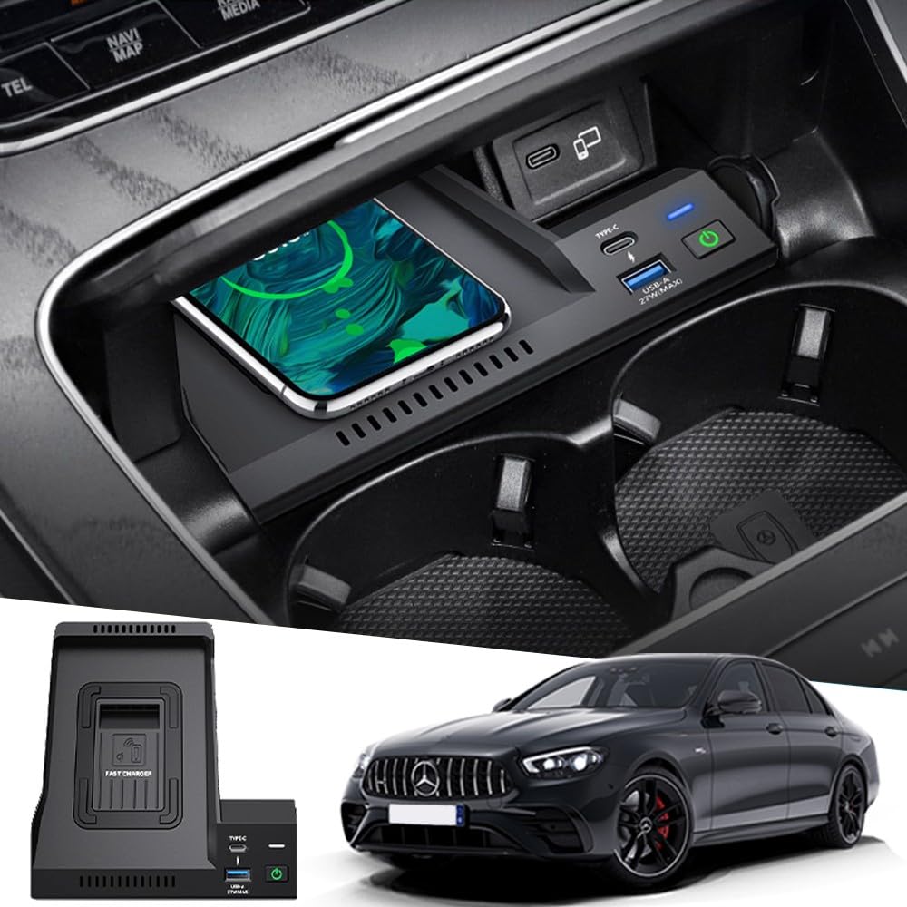 Wireless Car Charger for Mercedes Benz E-Class AMG 2020-2023 Mercedes Benz E350 E450 AMG E53 E63 S Coupe Wagon Convertible Accessories