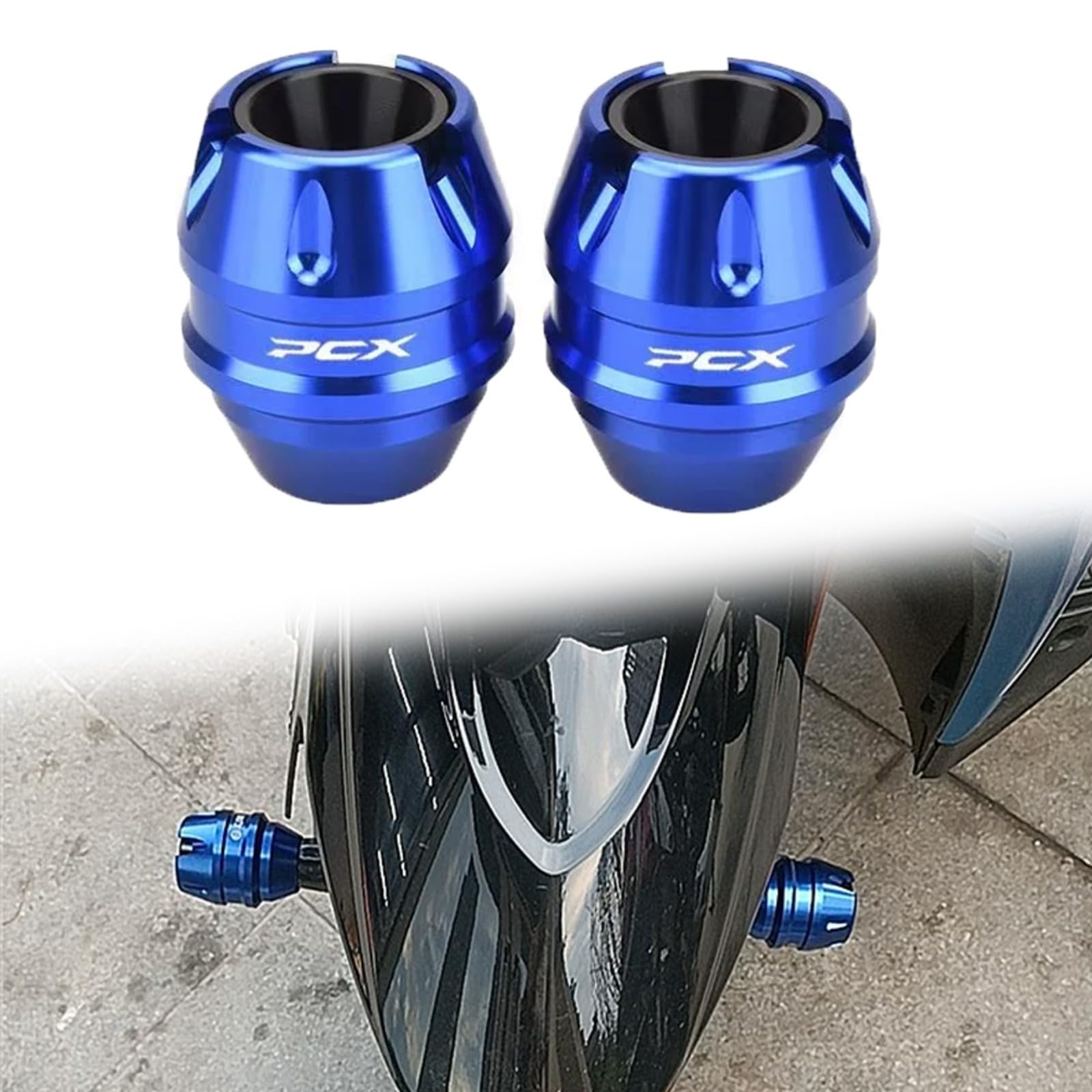 FOR PCX125 PCX150 PCX160 PCX 125 150 160 pcx125 pcx150 pcx160 2021-2025 2026 Motorcycle CNC Front Wheel Anti-collision Ball Aluminum Alloy Exhaust Drop Bar Engine Slider (Blue, Front Wheel) blue 前輪