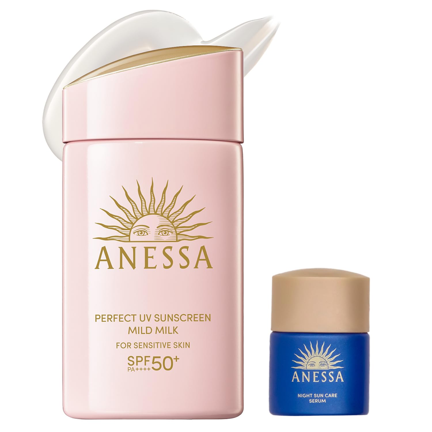 Anessa (ANESSA) Perfect UV Mild Milk NA 60mL SPF50+PA++++ Night Sun Care Beauty Serum Mini Size Included Sensitive Skin Baby Additive-Free Fragrance-Free Sunscreen for Face and Body Makeup Base Night Suncare Beauty Serum with Small Size