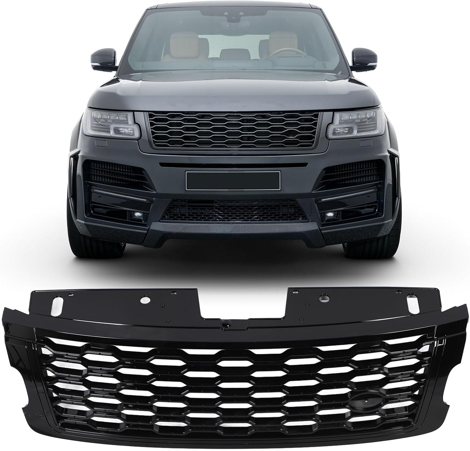 Решетка радиатора переднего бампера Zerodis LR098084 Range Rover L405 для подтяжки лица 2018-2022 | Высокотемпературный процесс обжига | Прочный | Глянцевый черный материал ABS / 1 шт. / Применимая сцена, фото 3